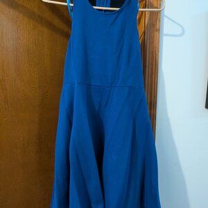 Blue mini halter neck fit and flare dress